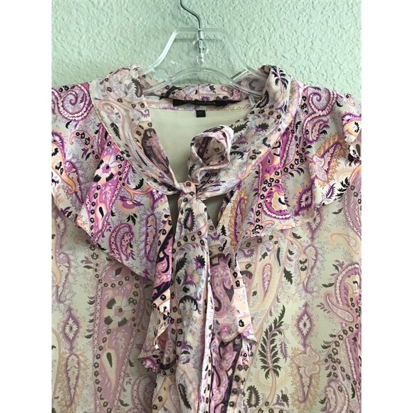 Kobi Halperin Andrea Pink 100% Silk Ruffle Tiered Minidress Size XL Boho Paisley - Picture 5 of 13
